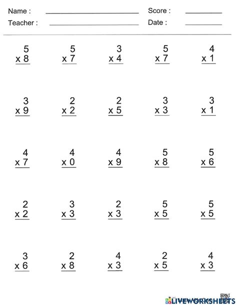 multiplication 4-digit by 1-digit|single digit multiplication worksheet.